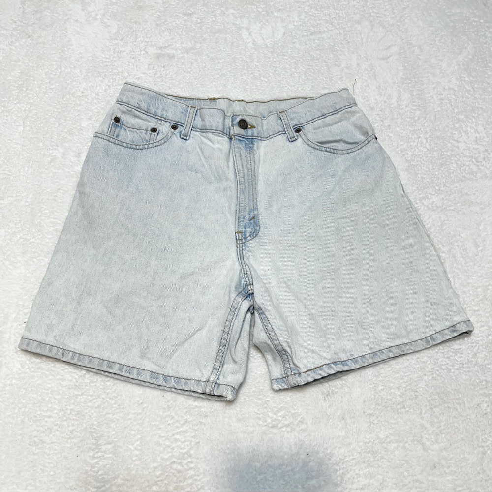 Vintage Levi's 90's Light Wash 550 Relaxed Fit Long Denim Jean Shorts Women's 13